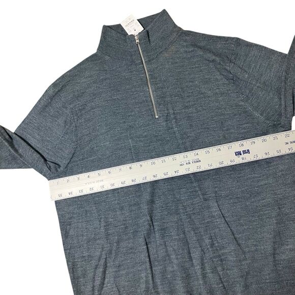 J Crew Sweater Mens XXL Grey Merino Wool Blend 1/4 Zip Mock Neck Neutral BB697 - Picture 5 of 12